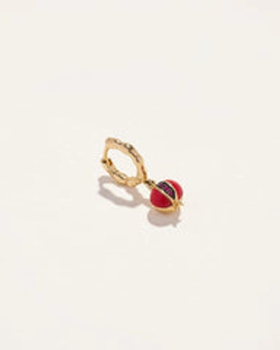 Piercing Inlay Ruby Hera Huggie In Gold