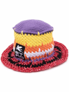 Etro Red Cotton Blend Crochet Beanie In Multicolor