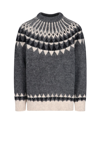 Junya Watanabe Geometric-print Knitted Jumper In Grey