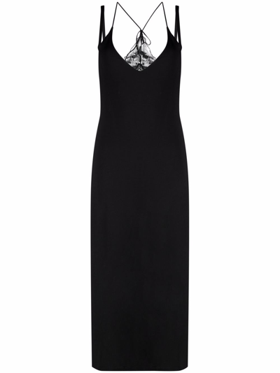 La Perla Floral-lace Detail Slip Dress In Black