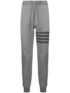 Thom Browne Three-stripe Drawstring Joggers In Grey