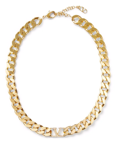 Valentino Garavani Vlogo Signature Curb Chain Necklace In Gold