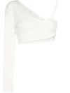 Aleksandre Akhalkatsishvili One-sleeve Jersey Crop Top In Weiss