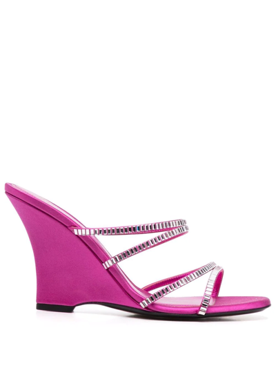Alevì Crystal-embellished Open Toe Mules In Fuxia