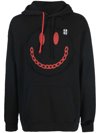 Raf Simons Black Smiley Edition Destroy Washed Hoodie In Schwarz