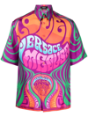 Versace Purple Silk Medusa Music Shirt In Orange