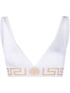 Versace Cotton Topeka Underwire Free Bra With Golden-effect Monogram In Bianco
