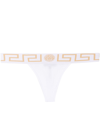 Versace Greca Border Stretched Thong In Bianco