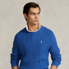 Ralph Lauren Cable-knit Cotton Sweater In Dockside Blue Heather