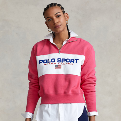 Ralph Lauren Polo Sport Quarter-zip Fleece Pullover In Hot Pink