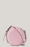 Ganni Banner Recycled Leather Roller Bag In Pink Nectar