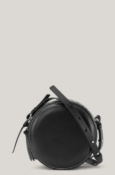 Ganni Round Crossbody Logo Bag Black One Size In Black