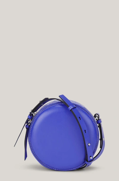 Ganni Round Crossbody Logo Bag Dazzling Blue One Size In Dazzling Blue