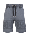 GCDS MAN BLACK GARMENT DYED SPORTS SHORTS WITH LOGO