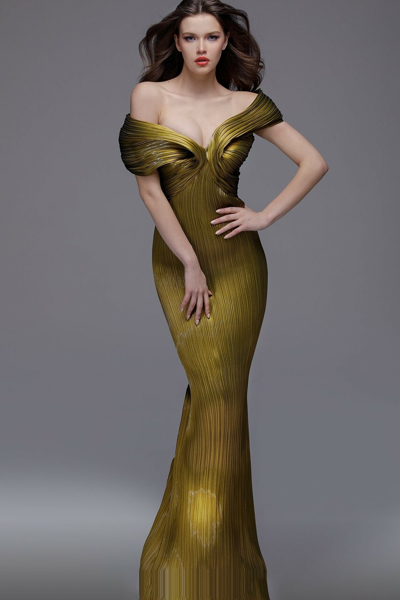 Fouad Sarkis Off Shoulder Textured Gown | ModeSens