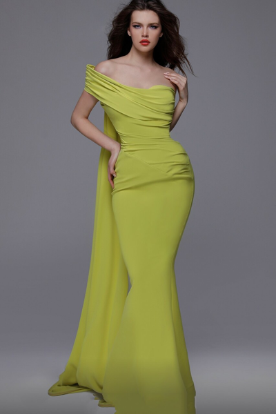 Fouad Sarkis One Shoulder Train Gown