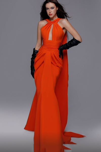 Fouad Sarkis Twist Neck Halter Gown