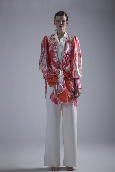 Gatti Nolli By Marwan Collard Top With Pants And Floral Jacket