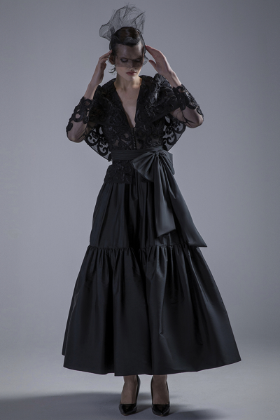 Gatti Nolli By Marwan Sheer Black Top With Skirt
