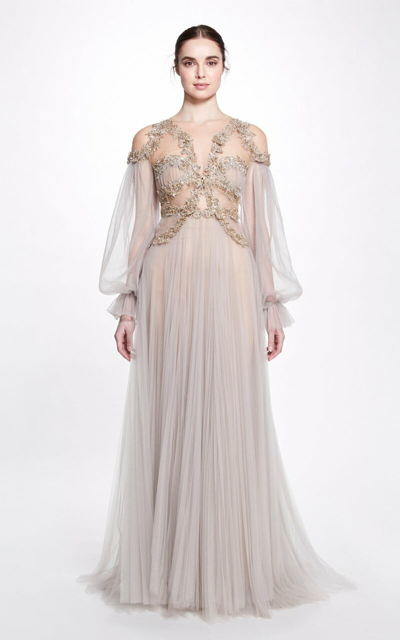 Marchesa A-line Tulle Gown