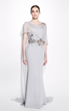 MARCHESA CREPE FITTED GOWN