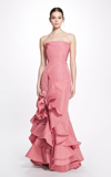MARCHESA STRAPLESS FIT TO FLARE GOWN