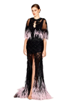 O'blanc Sleeveless Gown With Capelet