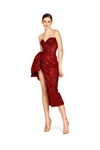 O'BLANC RED SEQUIN COCKTAIL DRESS