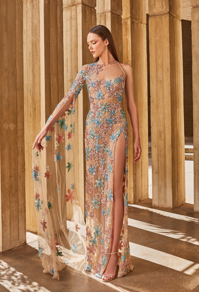 Tony Ward Fitted Sequin Gown With High Slit