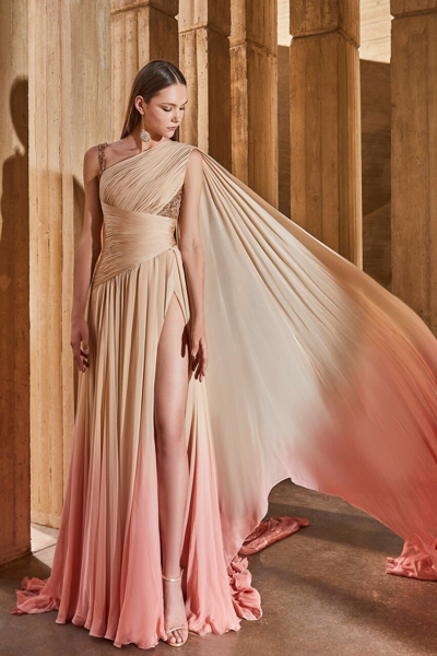 Tony Ward Ombre Asymmetrical Gown