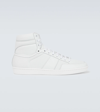 Saint Laurent Men's Court Classic Sl/10h High Top Perforated & Grained Leather Sneakers In Blanc Optique