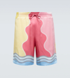 Casablanca Soleil Levant Silk Shorts In Soleil Levant