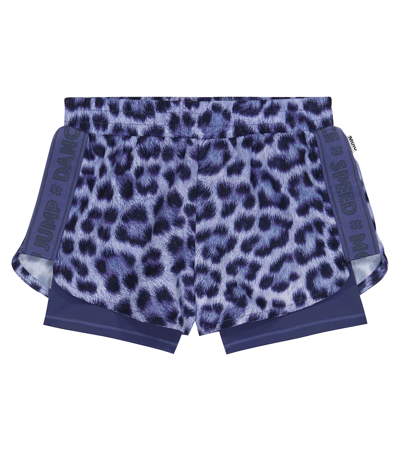 Molo Kids' Multicolor Shorts For Girl With Animalier Print In Blue
