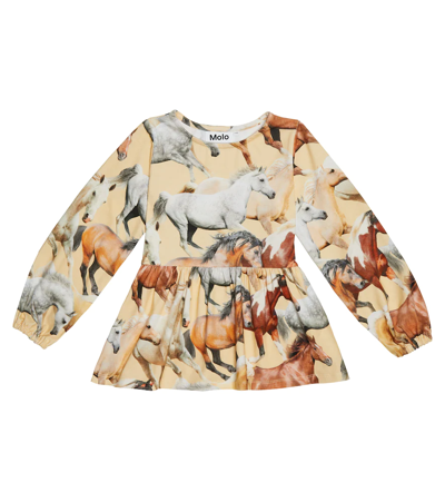 Molo Kids' Renae Printed Cotton-blend Dress In Horse Dreams