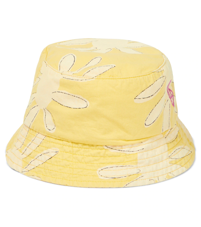 The Animals Observatory Kids' Starfish Printed Cotton Bucket Hat In Yellow