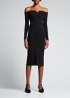 Khaite Valeska Off-the-shoulder Rib Midi Dress In Black