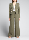 L Agence Campbell High Waist Wide Leg Cotton Blend Pants In Beetle