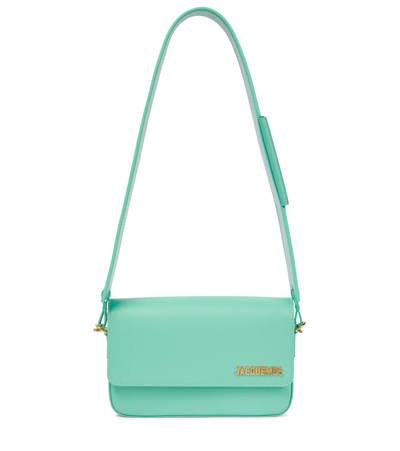 Jacquemus Green Le Carinu Leather Shoulder Bag In Turquoise