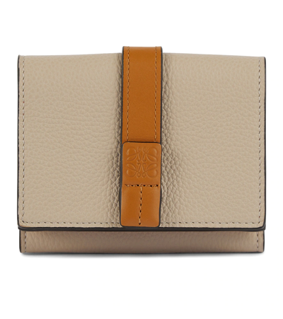 Loewe Trifold Leather Wallet In Light Oat/honey