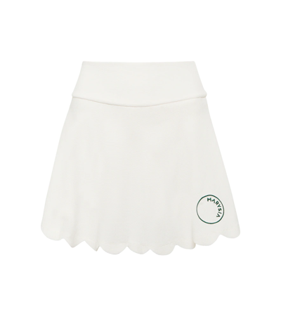 Marysia + Net Sustain Steffi Scalloped Stretch Recycled-seersucker Tennis Skirt In White