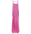 Jacquemus Mentalo Open-back Satin Maxi Dress In Pink