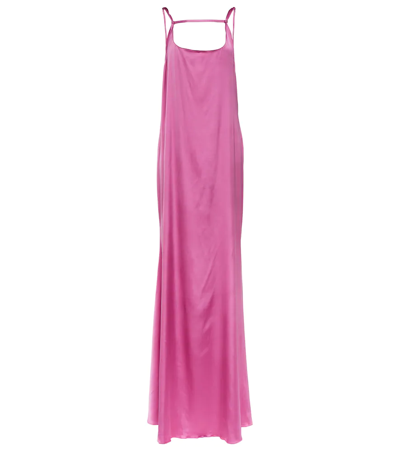 Jacquemus La Robe Stretch Satin Open-back Mentalo Maxi Dress In Multi