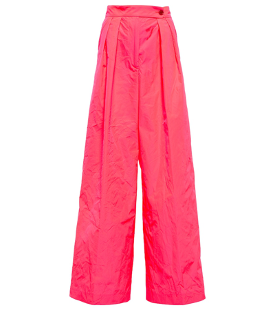 Dries Van Noten Organza High-rise Wide-leg Trousers In Neon Pink