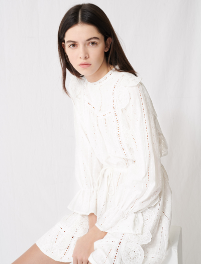 Maje White Dress With Broderie Anglaise | ModeSens