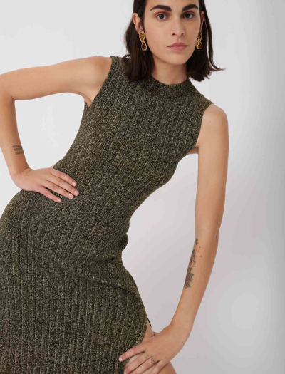 maje lurex knit dress Maje Black/Metallic Lurex Knit Draped Mini Dress S Maje