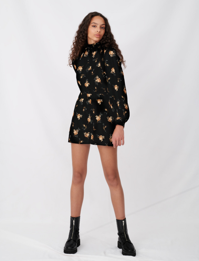 Maje Printed Velvet Playsuit In Nocolor