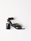 Maje Ferma Eyelet-embellished Leather Sandals In Black