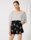 MAJE EMBROIDERED BELTED CR PE SHORTS