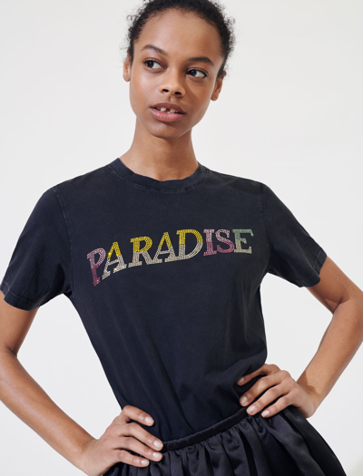 Maje Diamant paradise T shirt In Black ModeSens
