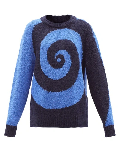 The Elder Statesman Swirl Cashmere-blend Sweater In Blue Multi